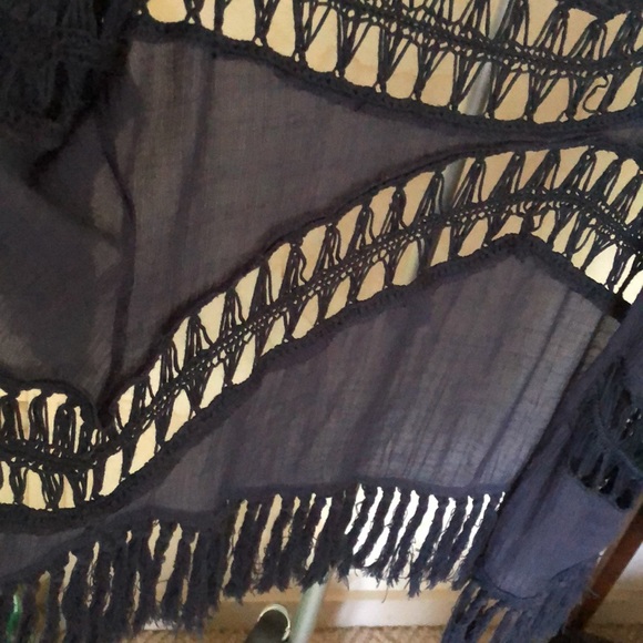 Solid Crochet Bikini Cover Up with Fringe Trim Women Sexy Hollow Vest Beach - Picture 4 of 13